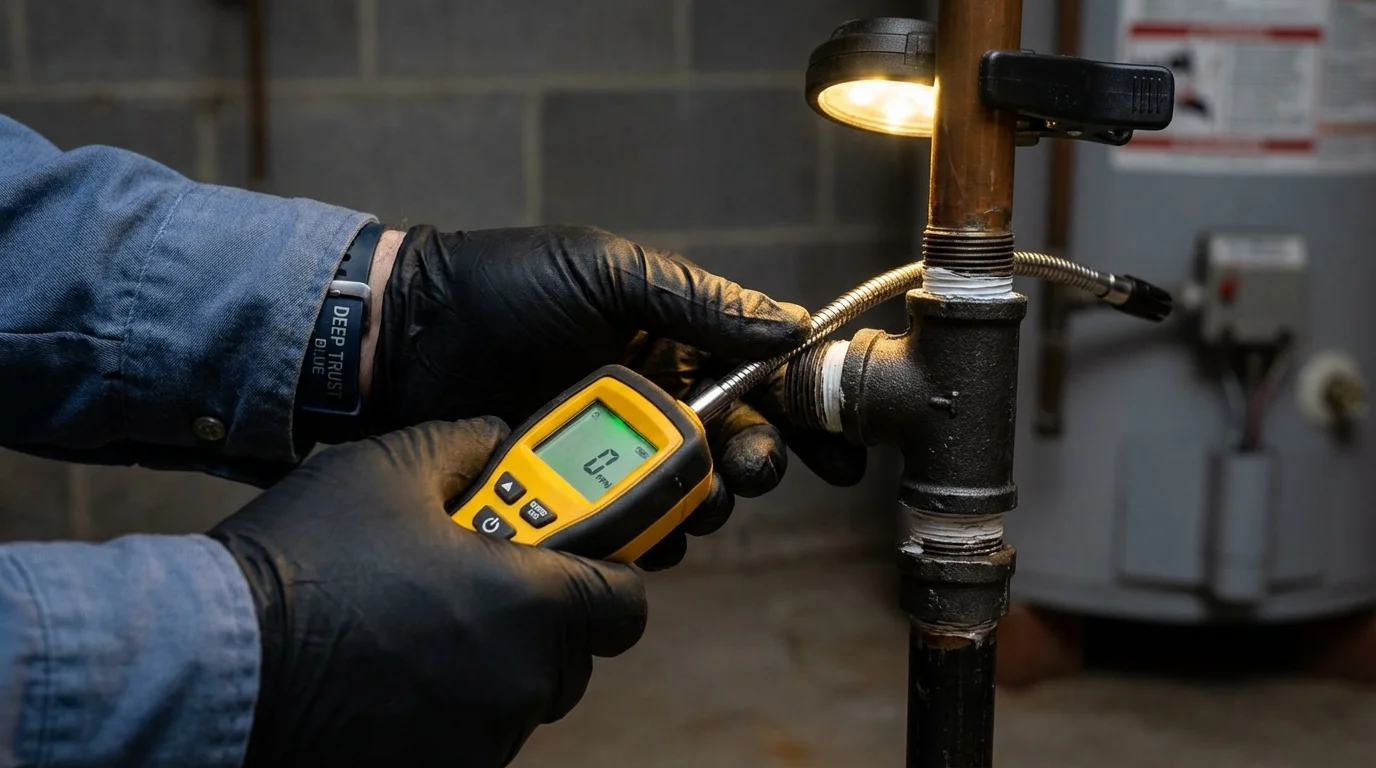 Gas leak detection with electronic sniffer by Johns Plumbing LLC in Montrose