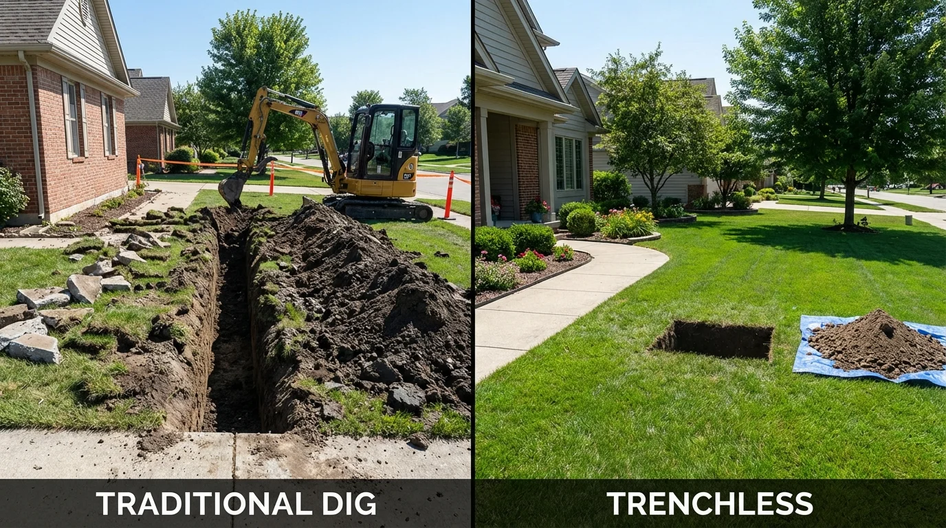 Trenchless sewer repair with minimal yard damage versus traditional excavation in Montrose, CO